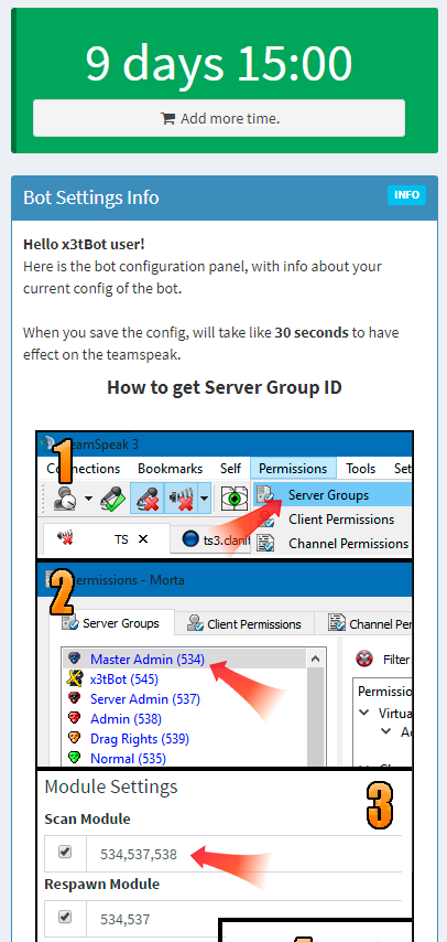 Service Time left counter and settings info